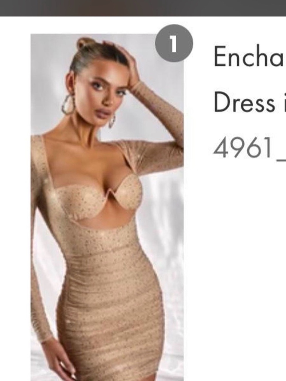 Oh Polly Nude Sparkle Cut-Out Midi Dress